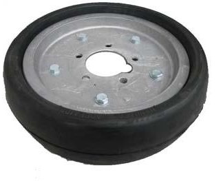 15 inch Aluminium Press Wheel - HT Hub - No Hub or Stub Complete with 100mm Flat Semi-Solid Tyre on Wheel