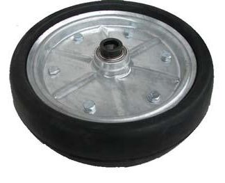 15 inch Galvanised Press Wheel - 25mm Sealed Bearing and Locking Collar Complete with 100mm Flat Solid Tyres on Wheels