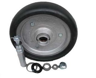 15 inch Aluminium Press Wheel - Integral Hub - Round Axle Complete with 100mm Flat HI-FLEX Tyres on Wheels