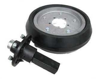 15 inch Aluminium Press Wheel - HT Hub - Square Axle Complete with 110mm Wedge Solid Tyre on Wheel