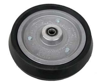 15 inch Aluminium Press Wheel - 25mm Sealed Bearing Complete with 110mm Wedge Solid Tyre on Wheel