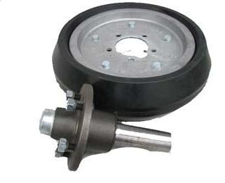 15 inch Aluminium Press Wheel - HT Hub - Round Axle Complete with 110mm Wedge Semi-Pneumatic Tyre on Wheel