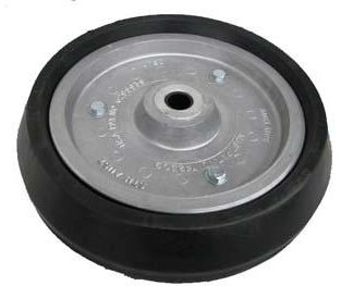 15 inch Aluminium Press Wheel - Nylon Bush Complete with 110mm Wedge Semi-Pneumatic Tyre on Wheel