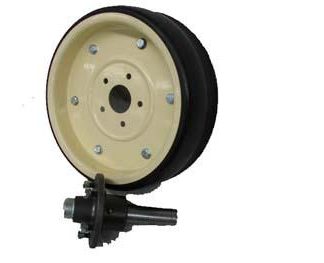 15 inch Powder Coated Gauge Wheel - HT - Round Axle Solid Lip Profile Tyre