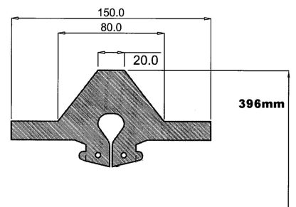 15inch Semi-Solid Wedge Profile Tyre Width   150mm Flat Wedge - Winged Outer Diameter 15 inch