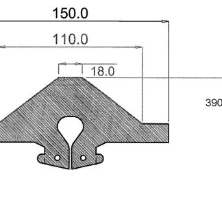 15inch Semi-Solid Wedge Profile Tyre Width   150mm Flat Wedge - Winged Outer Diameter 15 inch