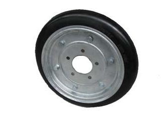 15 inch Galvanised Press Wheel - HT Hub - No Hub or Stub Complete with 55mm Dome Semi-Pneumatic Tyres on Wheels