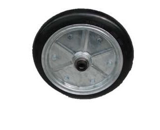 15 inch Sealed Bearing Press Wheel - Galvanised - 25mm and Locking Collar 55mm Dome Semi-Pneumatic Tyre