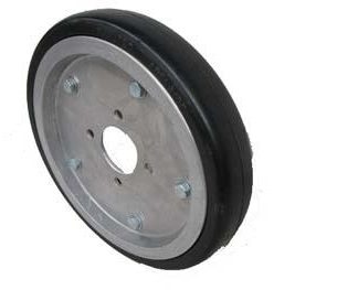 15 inch Aluminium Press Wheel - BMW Hub - No Hub/Axle Complete with 55mm Flat Solid Tyres on Wheels