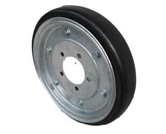 15 inch Galvanised Press Wheel - HT Hub - No Hub or Stub Complete with 55mm Flat Solid Tyres on Wheels