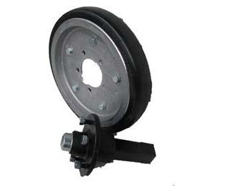 15 inch Aluminium Press Wheel - HT Hub - Square Axle Complete with 55mm Flat Semi-Pneumatic Tyre on Wheel