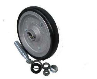 15 inch Aluminium Press Wheel - Integral Hub - Round Axle Complete with 55mm Flat Semi-Pneumatic Tyres on Wheels