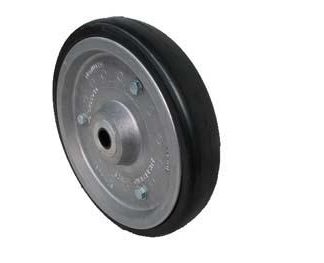 15 inch Aluminium Press Wheel - Nylon Bush Complete with 55mm Flat Semi-Pneumatic Tyre on Wheel