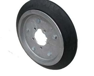 15 inch Aluminium Press Wheel - HT Hub - No Hub or Stub Complete with 55mm Wedge Solid Tyre on Wheel