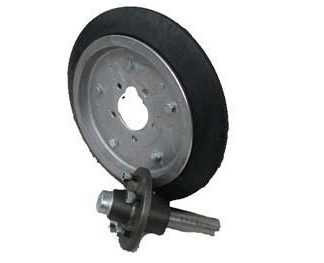 15 inch Aluminium Press Wheel - HT Hub - Round Axle Complete with 55mm Wedge Solid Tyre on Wheel