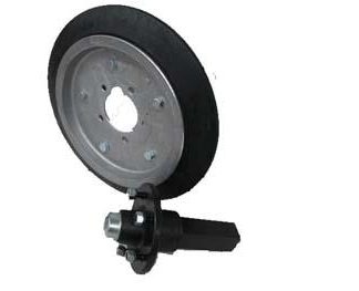 15 inch Aluminium Press Wheel - HT Hub - Square Axle Complete with 55mm Wedge Solid Tyre on Wheel