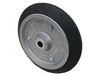 15 inch Aluminium Press Wheel - Nylon Bush Complete with 55mm Wedge Solid Tyre on Wheel