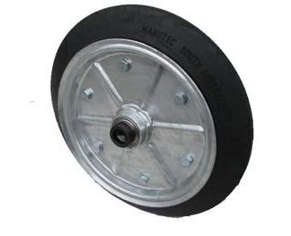 15 inch Galvanised Press Wheel - 25mm Sealed Bearing and Doubke Locking Collar Complete with 55mm Wedge Solid Tyres on Wheels