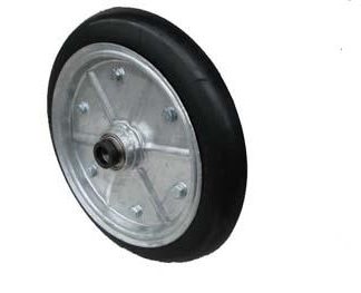 15 inch Galvanised Press Wheel - 25mm Sealed Bearing and Locking Collar Complete with 70mm Vee Solid Tyres on Wheels