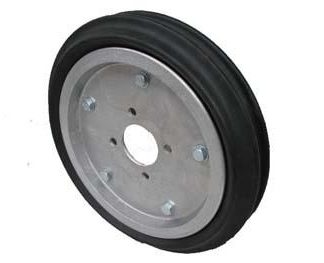 15 inch Aluminium Press Wheel - BMW Hub - No Hub/Axle Complete with 80mm Ribbed Semi-Pneumatic Tyres on Wheels