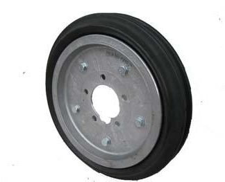 15 inch Aluminium Press Wheel - HT Hub - No Hub or Stub Complete with 80mm Ribbed Semi-Pneumatic Tyres on Wheels