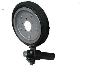 15 inch Aluminium Press Wheel - HT Hub - Square Axle Complete with 80mm Ribbed Semi-Pneumatic Tyres on Wheels