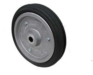 15 inch Aluminium Press Wheel - Nylon Bush Complete with 80mm Ribbed Semi-Pneumatic Tyres on Wheels