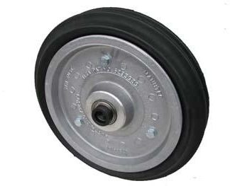 15 inch Aluminium Press Wheel - 25mm Sealed Bearing and Locking Collar Complete with 80mm Ribbed Semi-Pneumatic Tyres on Wheels