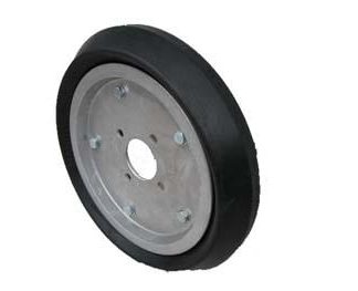 15 inch Aluminium Press Wheel - BMW Hub - No Hub/Axle Complete with 80mm Wedge Solid Tyres on Wheels