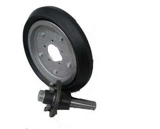 15 inch Aluminium Press Wheel - HT Hub - Round Axle Complete with 80mm Wedge Solid Tyre on Wheel