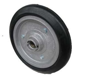 15 inch Aluminium Press Wheel - Integral Hub - No axle/Bearings etc Complete with 80mm Wedge Solid Tyre