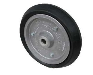 15 inch Aluminium Press Wheel - Nylon Bush Complete with 80mm Wedge Solid Tyre on Wheel