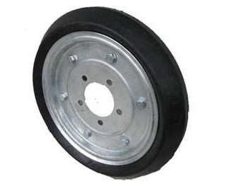 15 inch Galvanised Press Wheel - HT Hub - No Hub or Stub Complete with 80mm Wedge Solid Tyres on Wheels