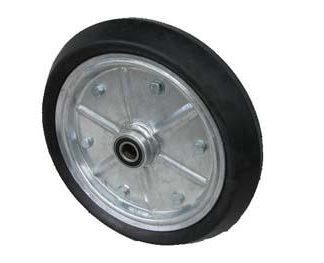 15 inch Galvanised Press Wheel - 25mm Sealed Bearing Complete with 80mm Wedge Solid Tyres on Wheels