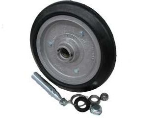 15 inch Aluminium Press Wheel - Integral Hub - Round Axle Complete with 80mm Wedge Hi-Flex Tyres on Wheels