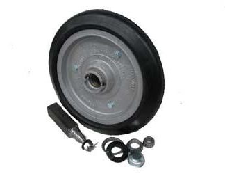 15 inch Aluminium Press Wheel - Integral Hub - Square Axle Complete with 80mm Wedge Semi-Pneumatic Tyre on Wheel