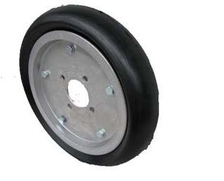 15 inch Aluminium Press Wheel - BMW Hub - No Hub/Axle Complete with 90mm Round Solid Tyres on Wheels