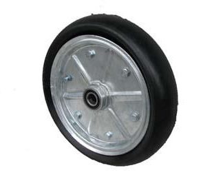 15 inch Galvanised Press Wheel - 25mm Sealed Bearing Complete with 90mm Round Solid Tyres on Wheels