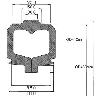 16 inch Semi-Pneumatic Paired Row Profile Tyre Width 120mm Outer Diameter 16, suits smaller 8 inch rim