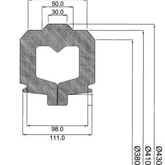 16 inch Semi-Solid Flat Paired Row Profile Tyre Width 120mm Outer Diameter 16, suits smaller 8 inch rim