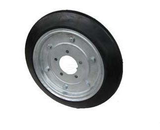 15 inch Galvanised Press Wheel - HT Hub - No Hub or Stub Complete with 16 inch 70mm Vee Solid Tyres on Wheels