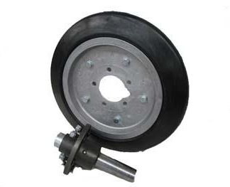 16 inch Aluminium Press Wheel - HT Hub - Round Axle Complete with 16 inch 70mm Vee Semi-Pneumatic Tyre on Wheel