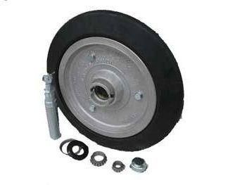 16 inch Aluminium Press Wheel - Integral Hub - Round Axle Complete with 16 inch 70mm Vee Semi-Pneumatic Tyre on Wheel