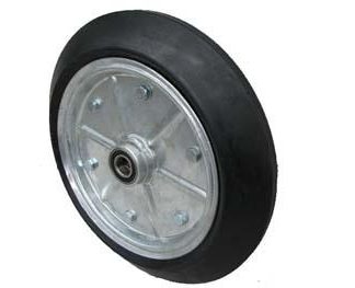 15 inch Galvanised Press Wheel - 25mm Sealed Bearing Complete with 16 inch 80mm Wedge Solid Tyres on Wheels