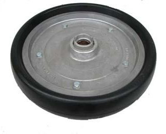 18 inch Aluminium Press Wheel - Integral Hub - No Axle Complete with 100mm Flat Solid Tyres on Wheels