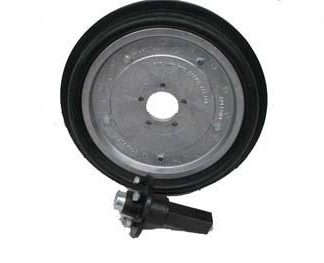 18 inch HT Press Wheel - Complete - Square Axle Solid - 100mm Flat Central Rib Tyre