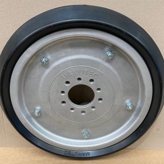 18 inch Aluminium Press Wheel - HT Hub - No Hub or Axle Complete with 110mm Wedge Semi-Solid Tyres on Wheel