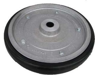 18 inch Aluminium Press Wheel - Nylon Bush - 32mm Complete with 55mm Flat Semi-Pneumatic Tyres on Wheels