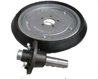 18 inch Aluminium Press Wheel - HT Hub - Round Axle Complete with 80mm Wedge Solid Tyre on Wheel