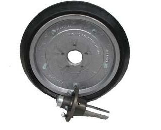 18 inch Aluminium Press Wheel - HT Hub - Square Axle Complete with 80mm Wedge Solid Tyre on Wheel